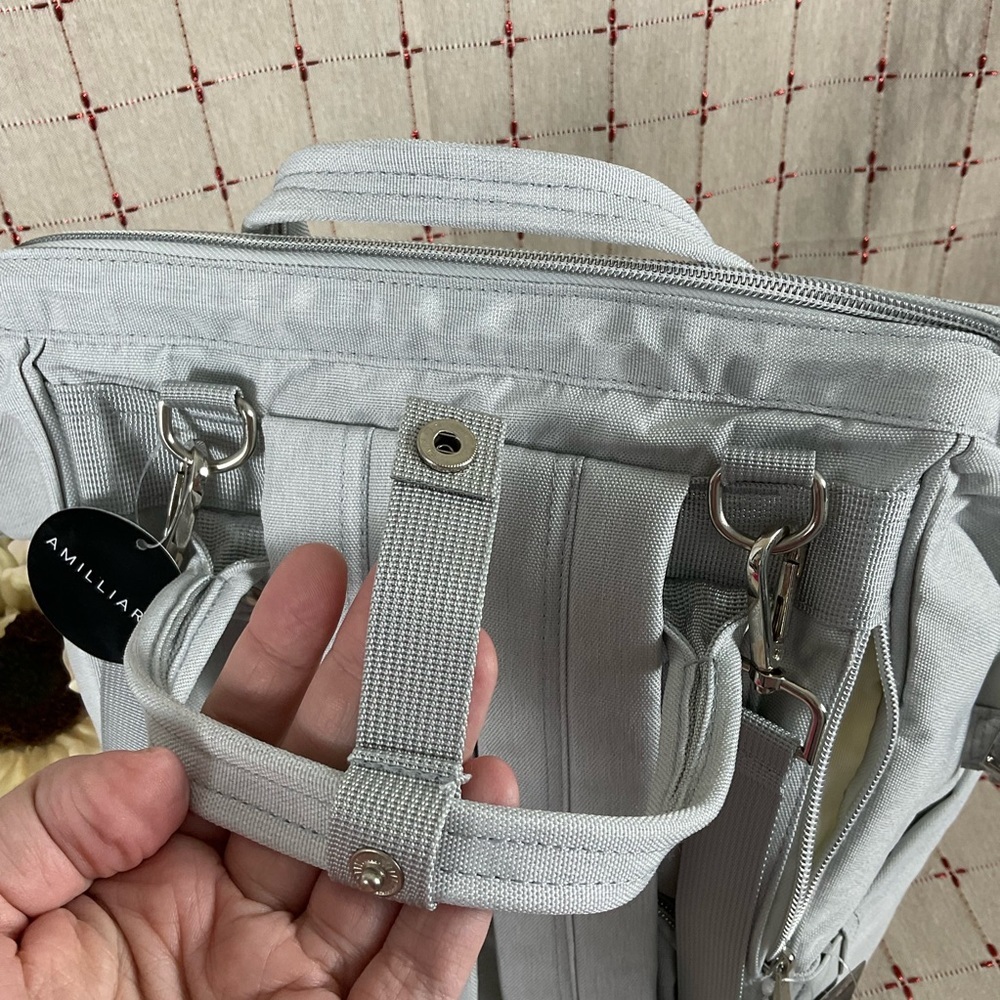 Amilliardi Backpack Gray Diaper Bag Lots of Pockets Insulated Stroller Strap New - Picture 11 of 12